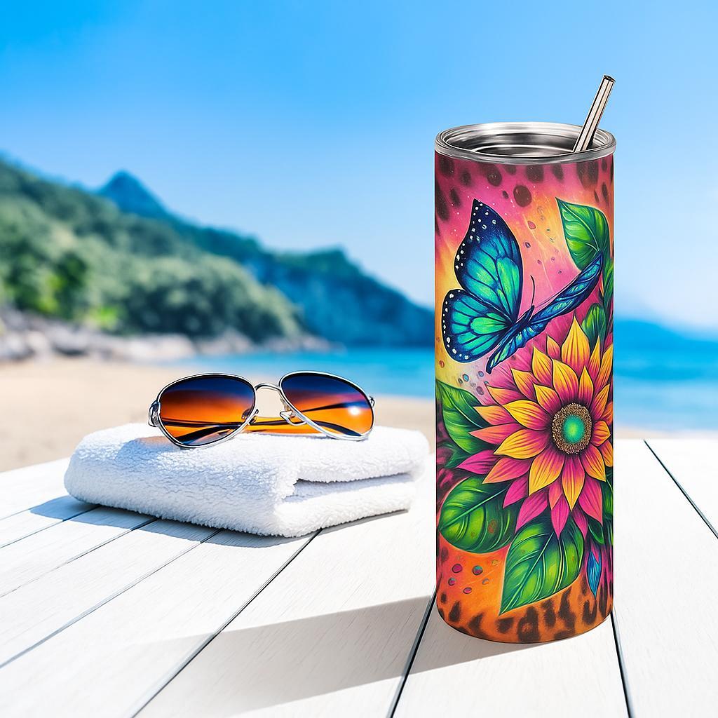 Personalized 20oz Skinny Tumbler โ Custom Stainless Steel Cup | Double-Walled Insulated Drinkware with Lid | Gift for Her, Him, Sports, Travel, Office | LilMonal Creations
