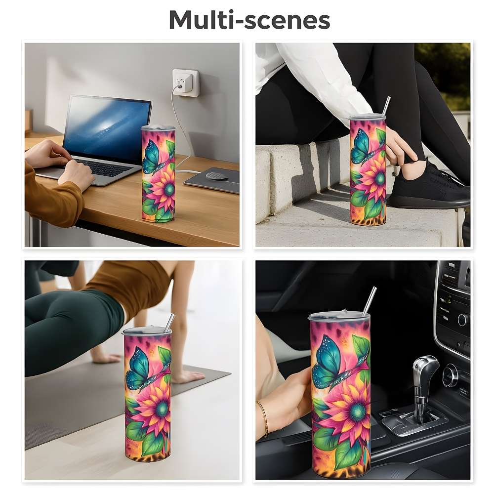 Personalized 20oz Skinny Tumbler โ Custom Stainless Steel Cup | Double-Walled Insulated Drinkware with Lid | Gift for Her, Him, Sports, Travel, Office | LilMonal Creations