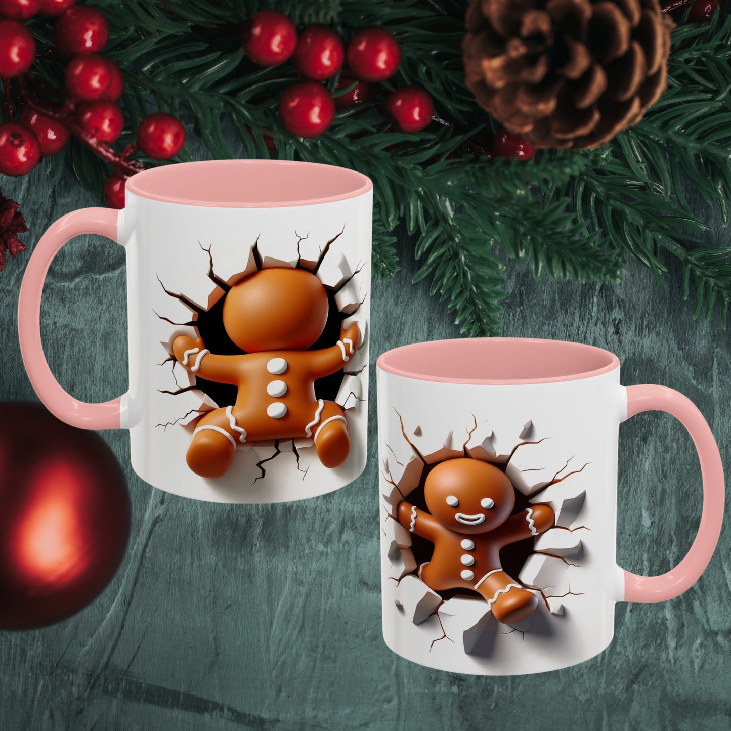 Gingerbread Man Christmas Mug - Festival Holiday Coffee Cup Gift Gingerbread man Santa Christmas mugs, multi-colors