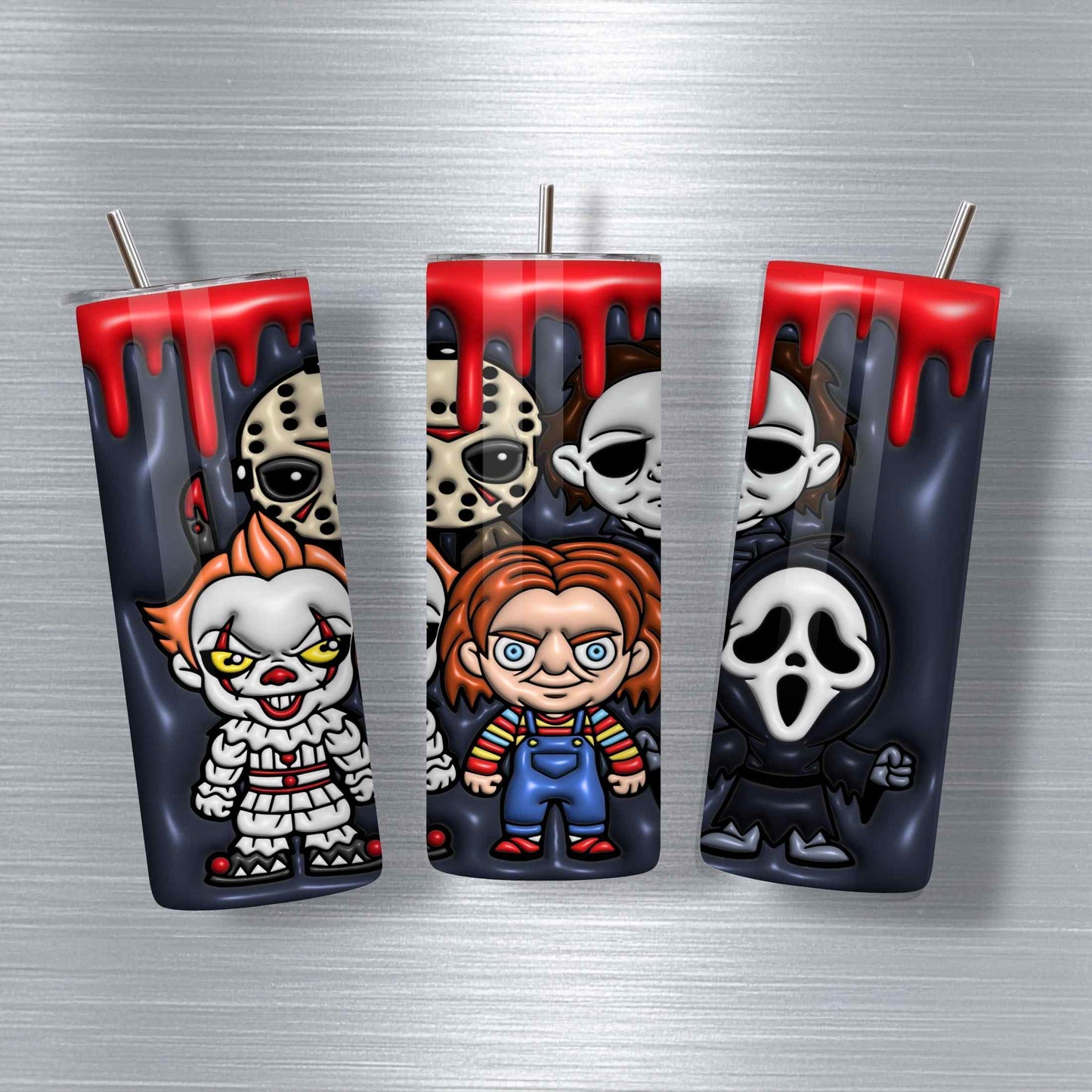 Funny Horror Character Tumbler 20oz – Custom Halloween Cup with Pennywise, Chucky & More