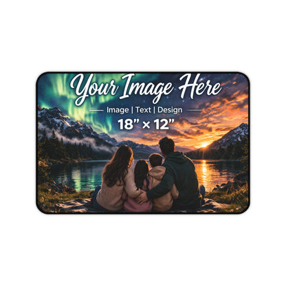 Custom desk mat with personalized photo design on gaming setup by Lilmonal