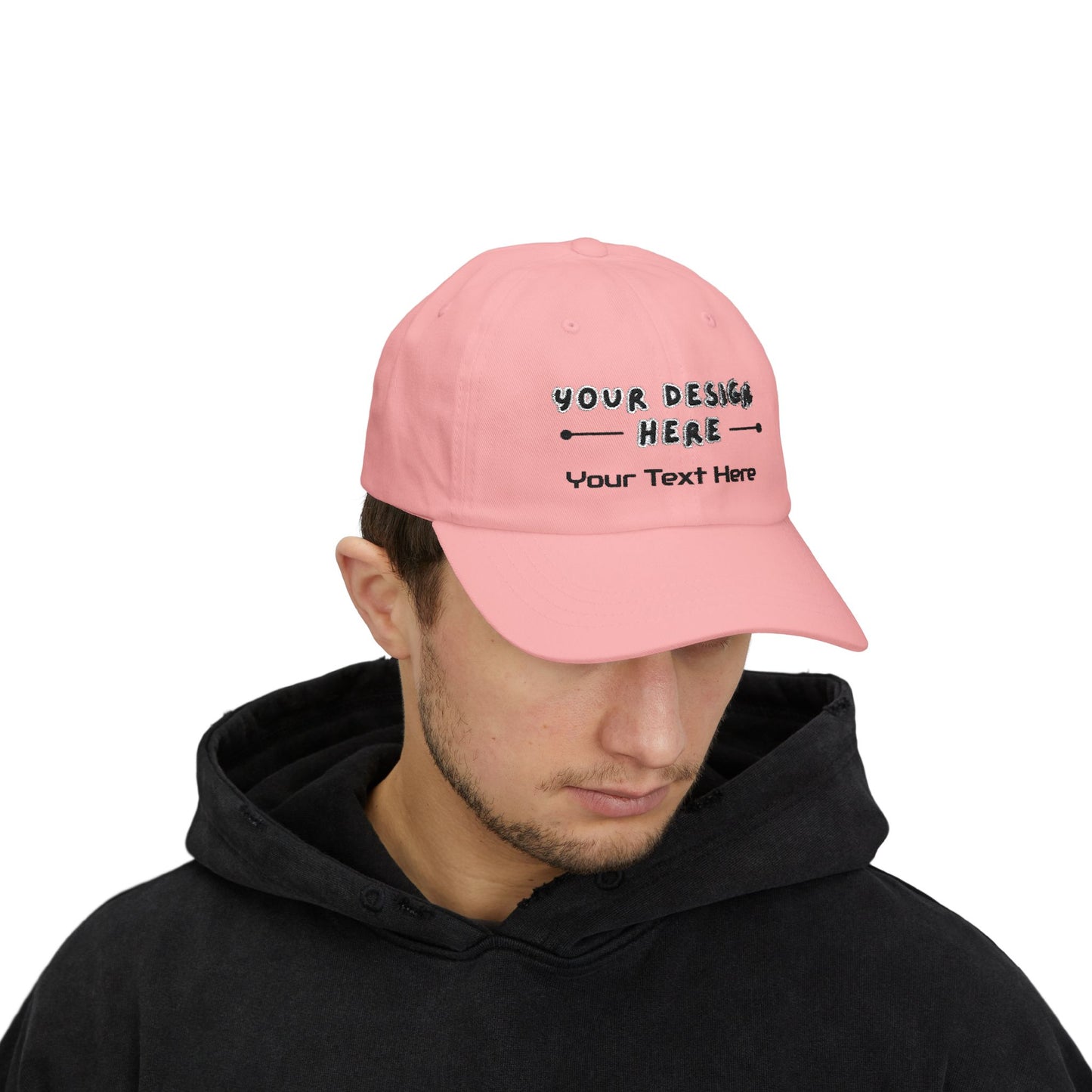 Man wearing custom embroidered Pink dad hat – LilMonal
