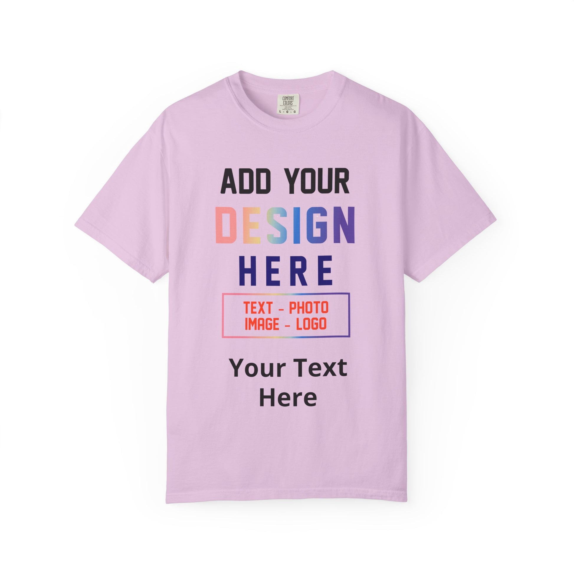 Personalized pink t-shirt garment-dyed with custom photo or logo print LilMonal