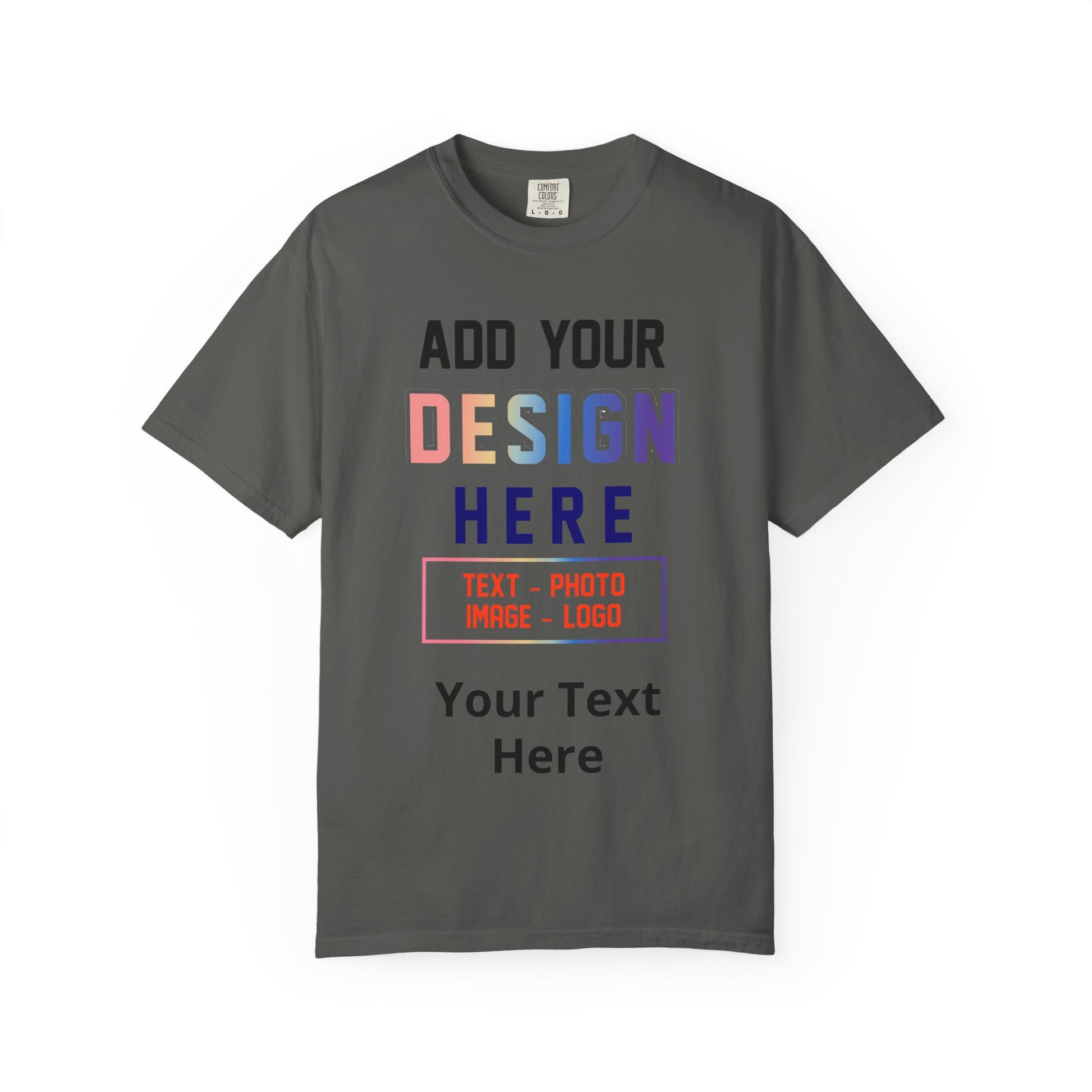 Personalized grey t-shirt garment-dyed with custom photo logo or text LilMonal