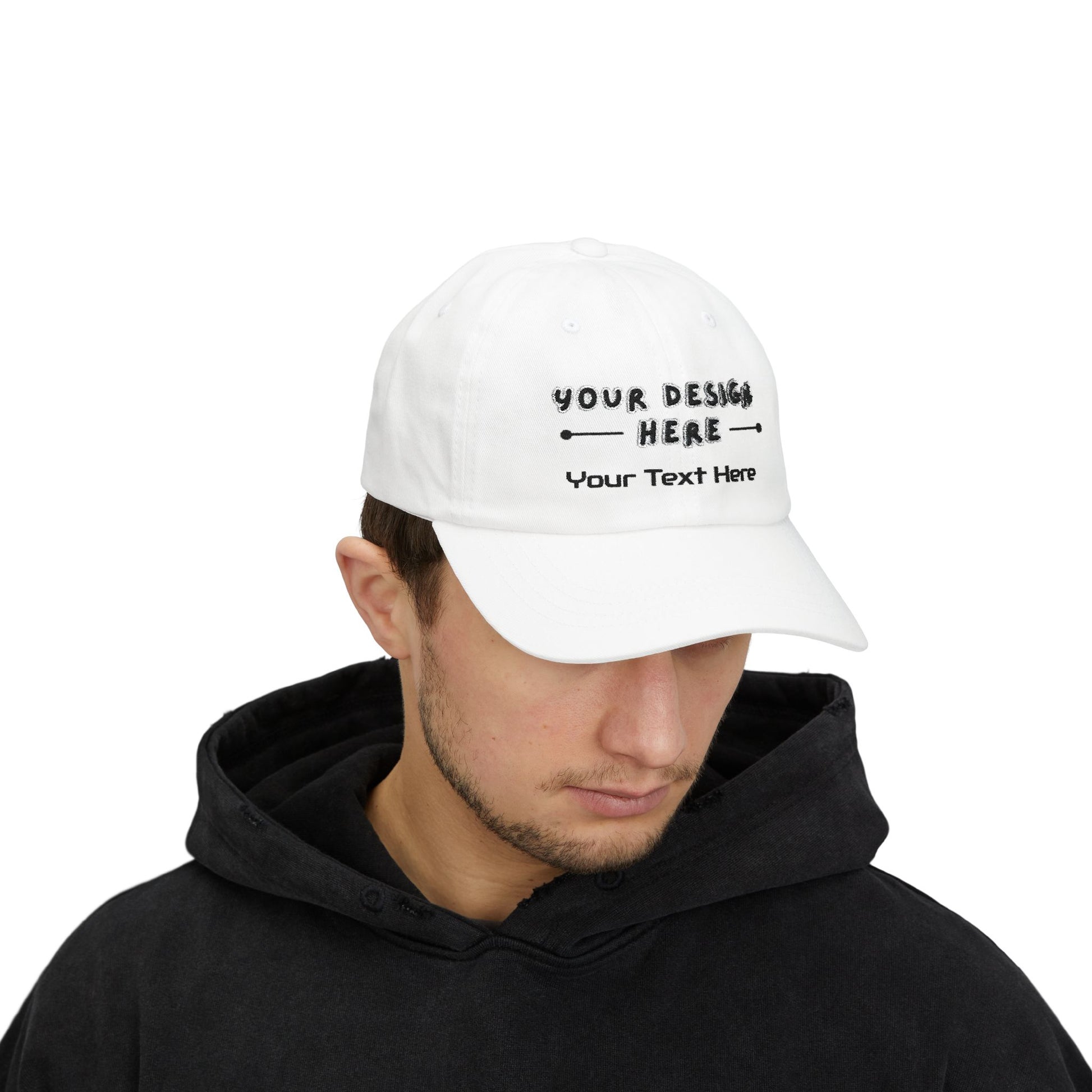 Man wearing custom embroidered White dad hat – LilMonal