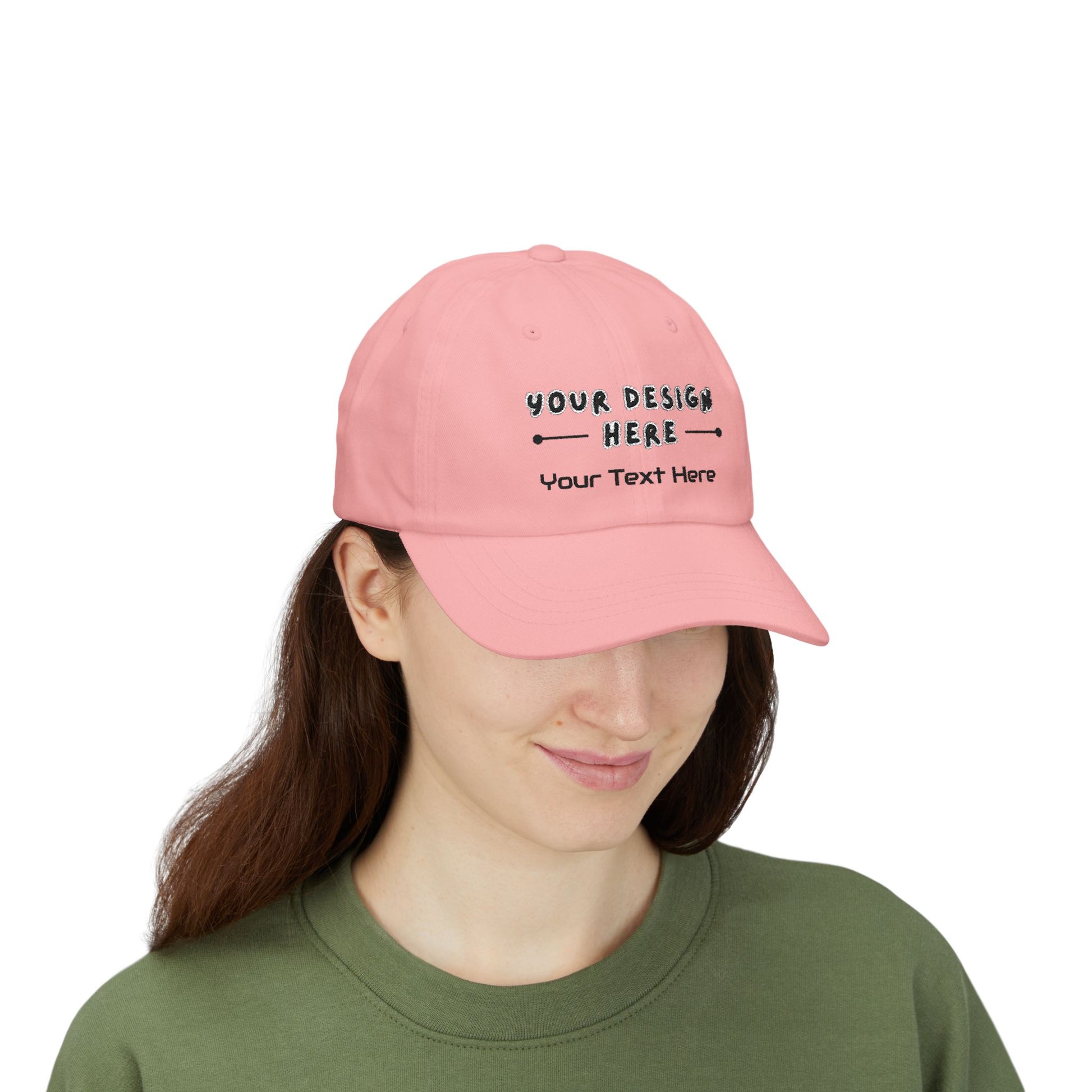 Woman wearing personalized embroidered Pink dad hat – LilMonal