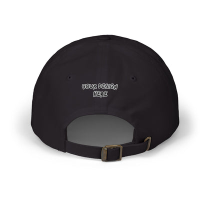 Black embroidered dad cap back view with antique brass buckle – LilMonal