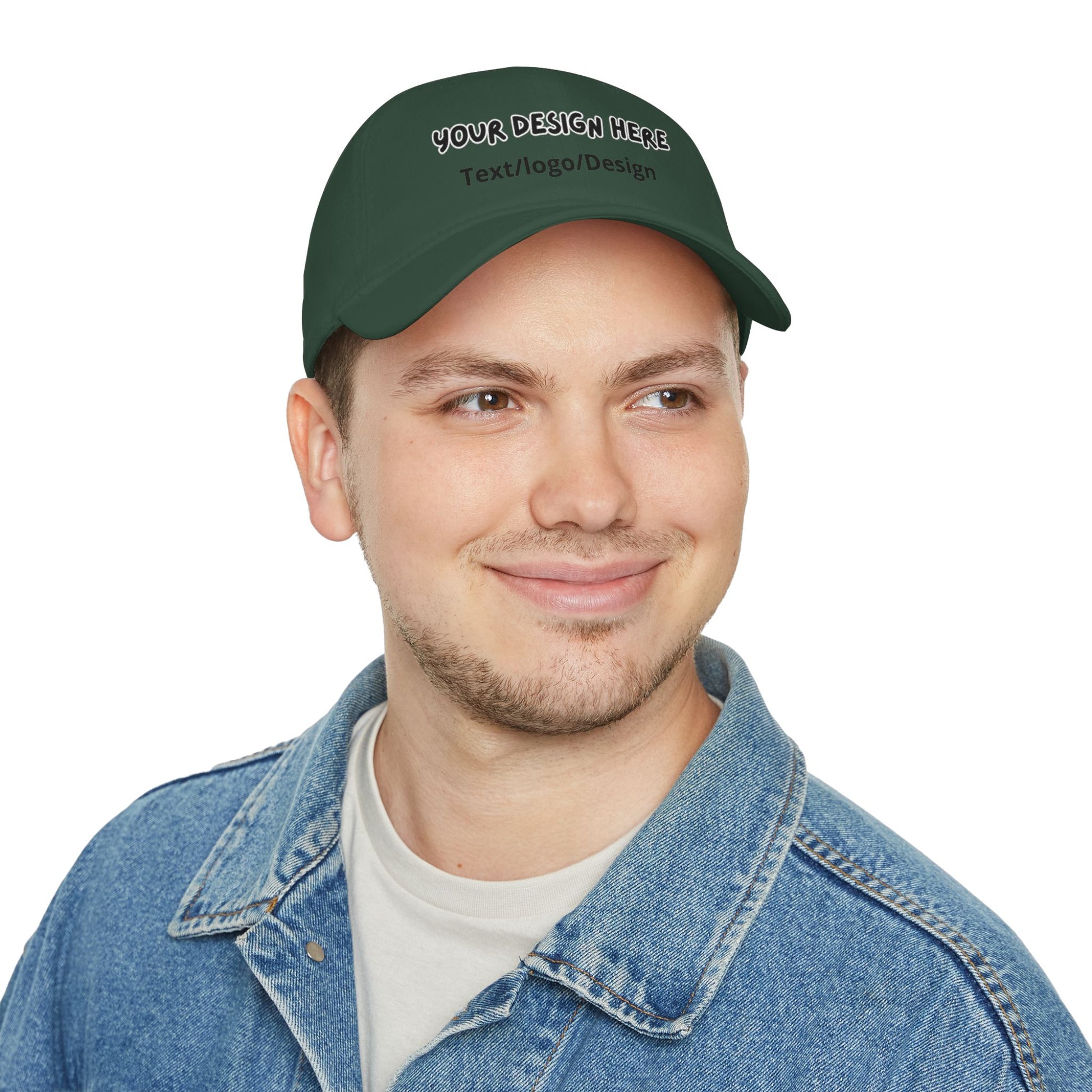 Man wearing Dark Green personalized custom baseball cap – LilMonal