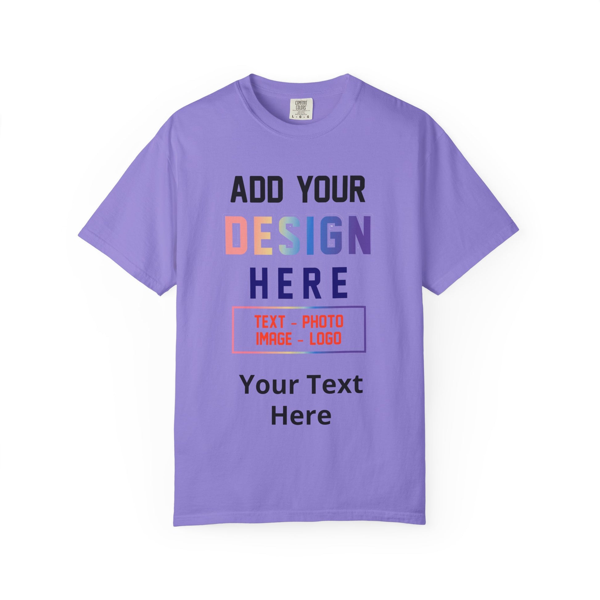 Custom garment-dyed purple t-shirt personalized with photo logo or text LilMonal