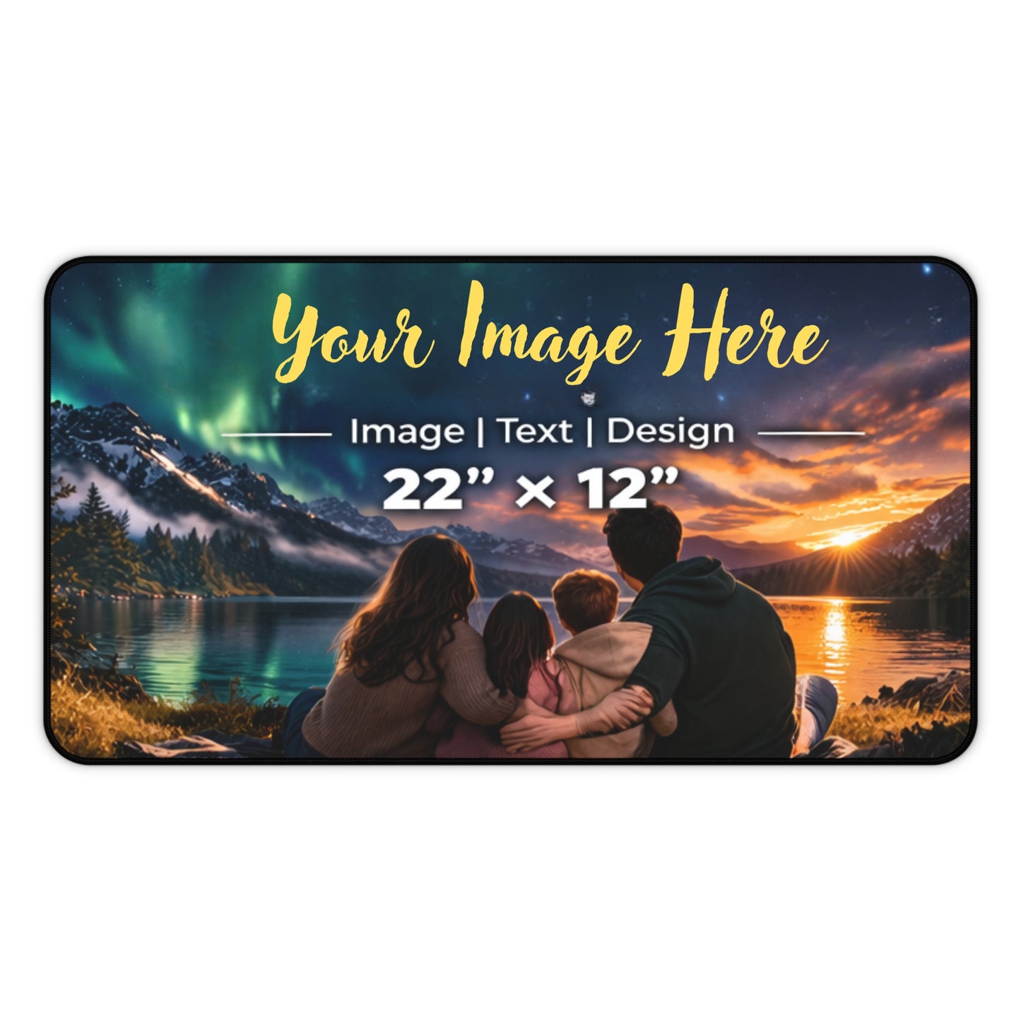 Large personalized desk mat with non-slip rubber base and custom print by Lilmonal