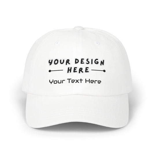 Custom embroidered White Yupoong dad hat with personalized text – LilMonal