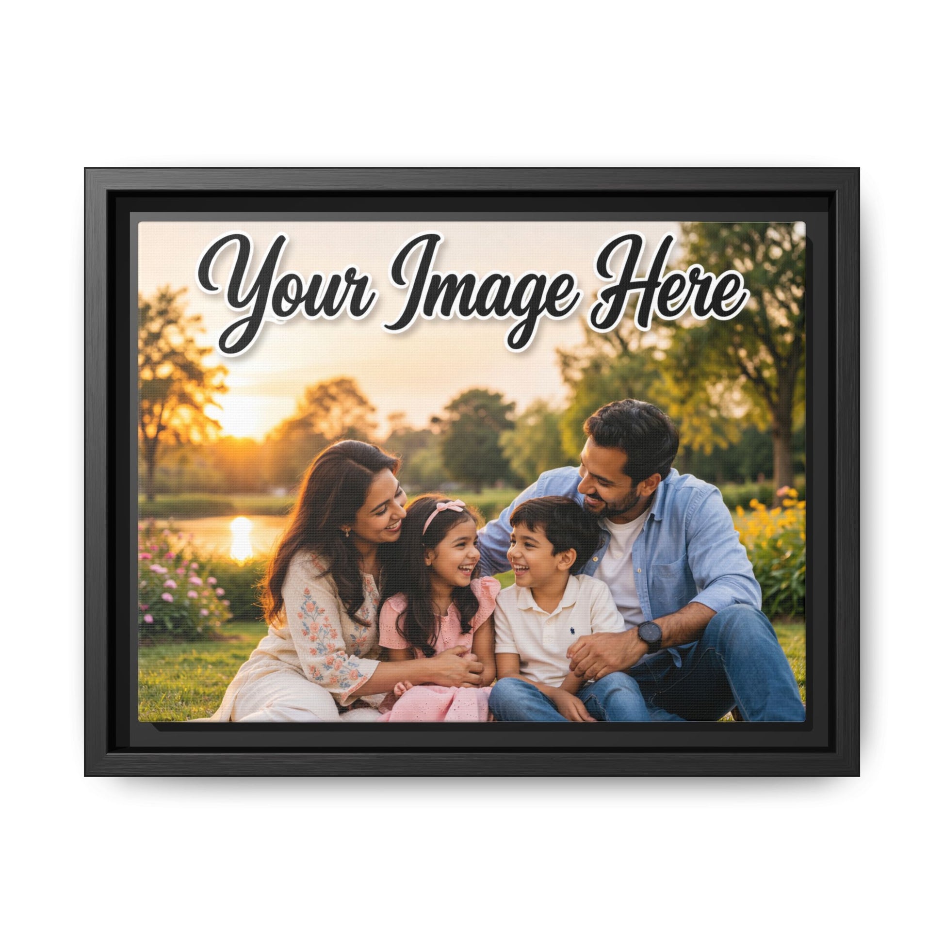 Personalized family photo matte canvas print with FSC-certified pine frame from Lilmonal