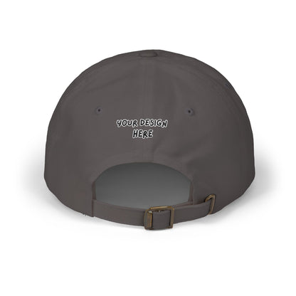 Dark Grey embroidered dad cap back view with antique brass buckle – LilMonal