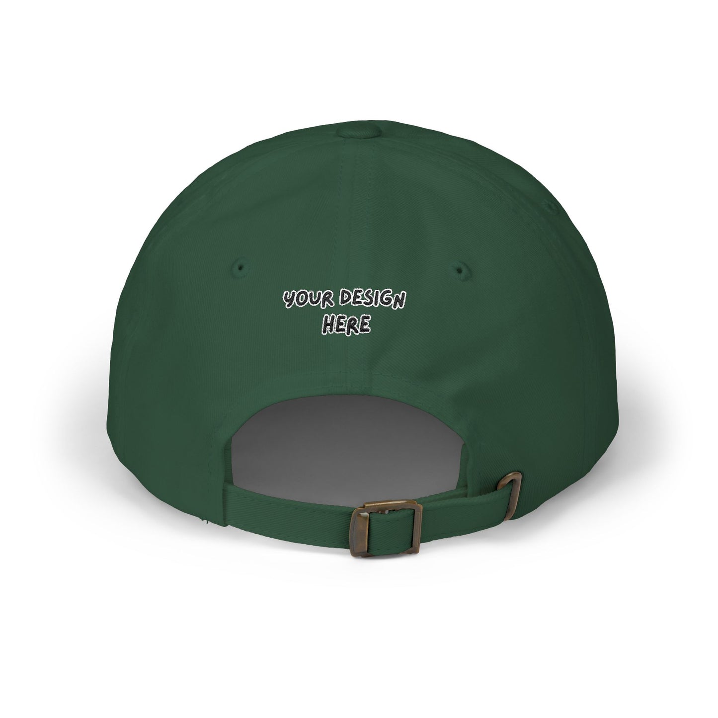 Spruce embroidered dad cap back view with antique brass buckle – LilMonal