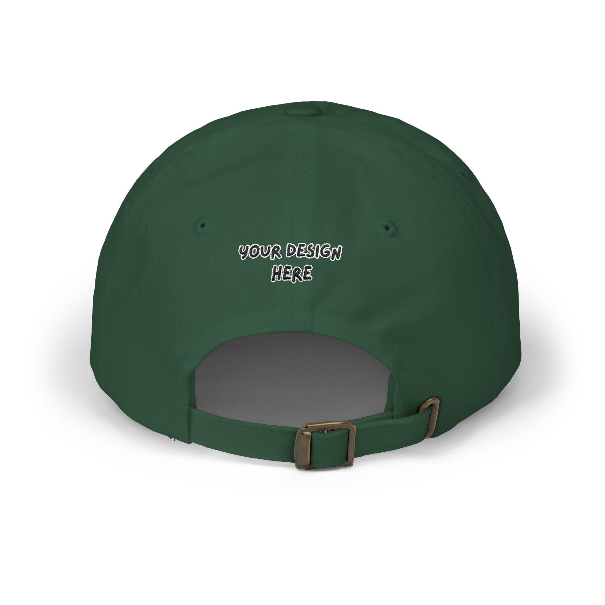 Spruce embroidered dad cap back view with antique brass buckle – LilMonal