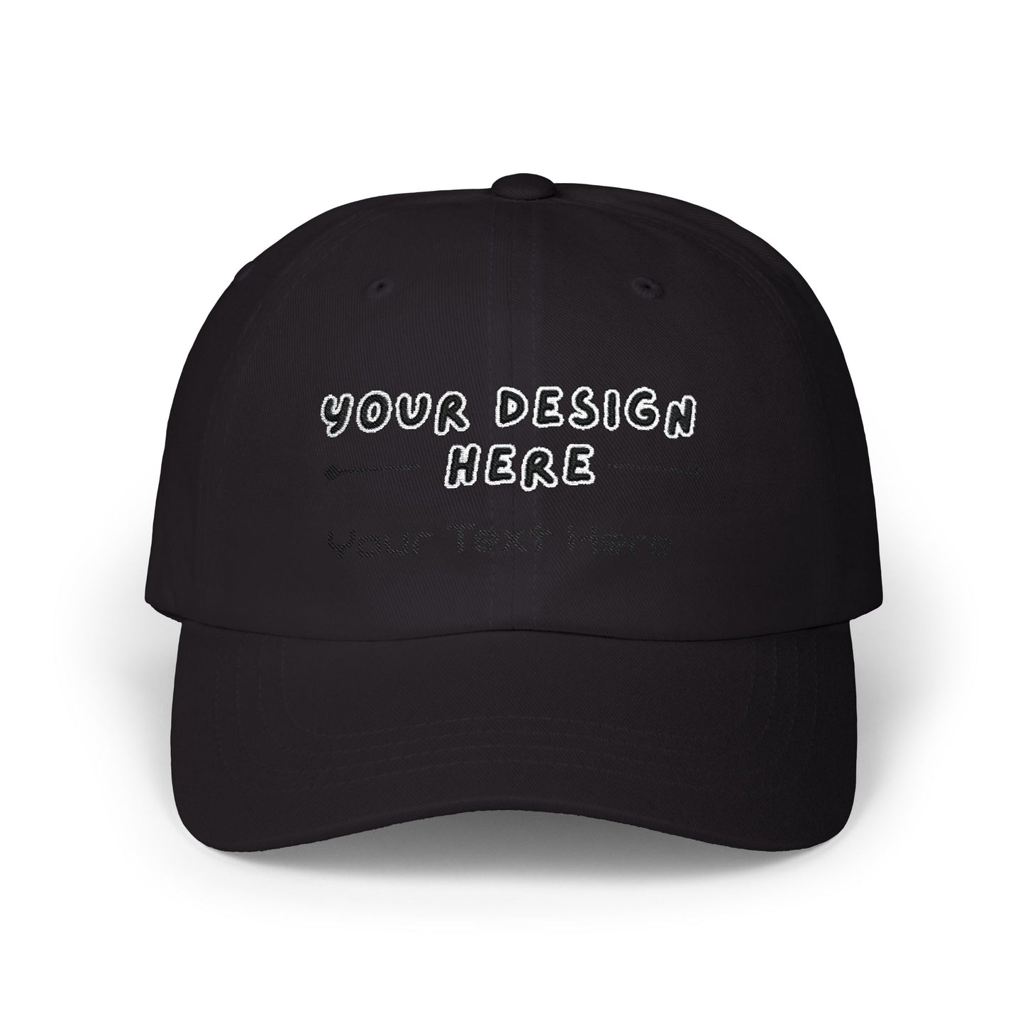 Custom embroidered Black Yupoong dad hat with personalized text – LilMonal