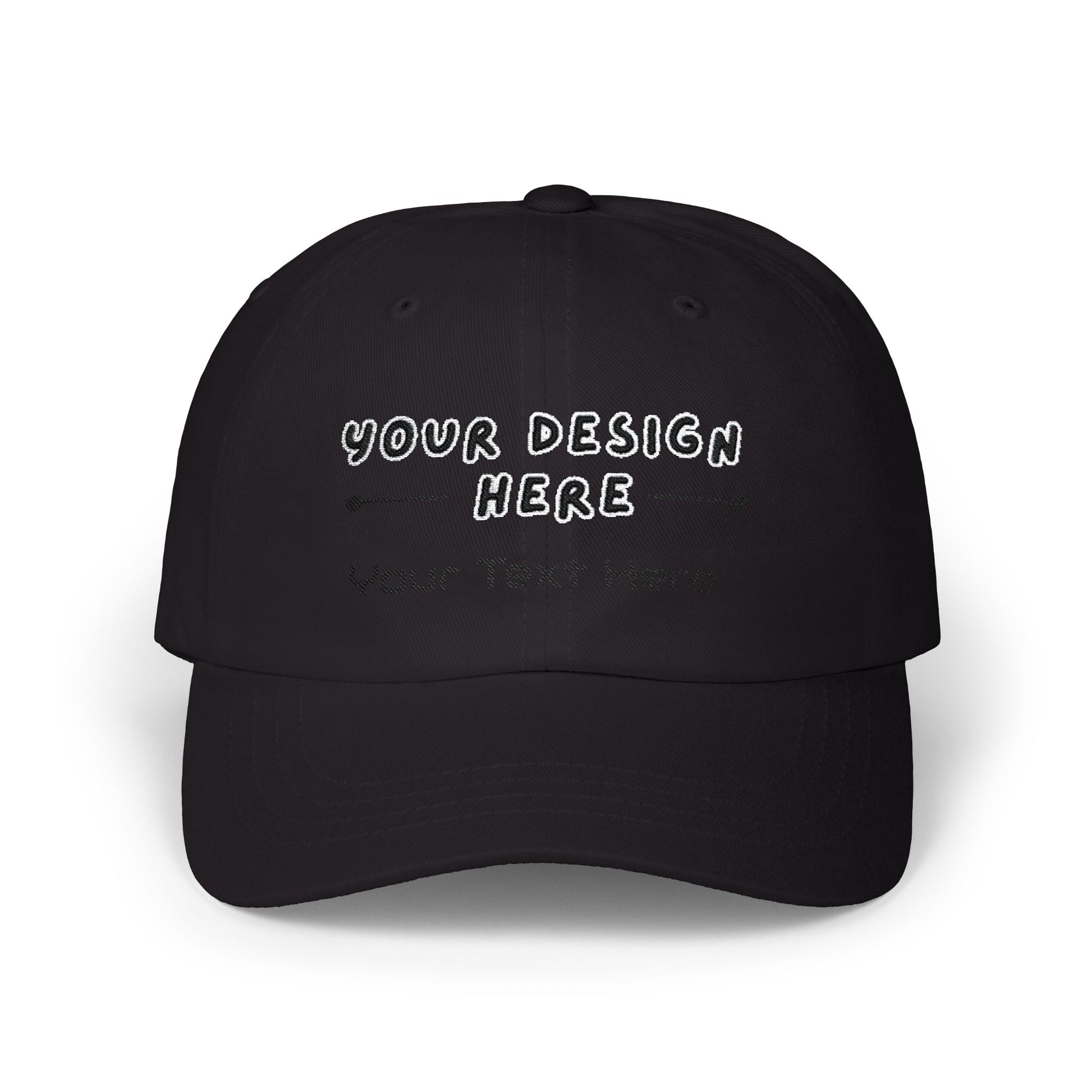 Custom embroidered Black Yupoong dad hat with personalized text – LilMonal