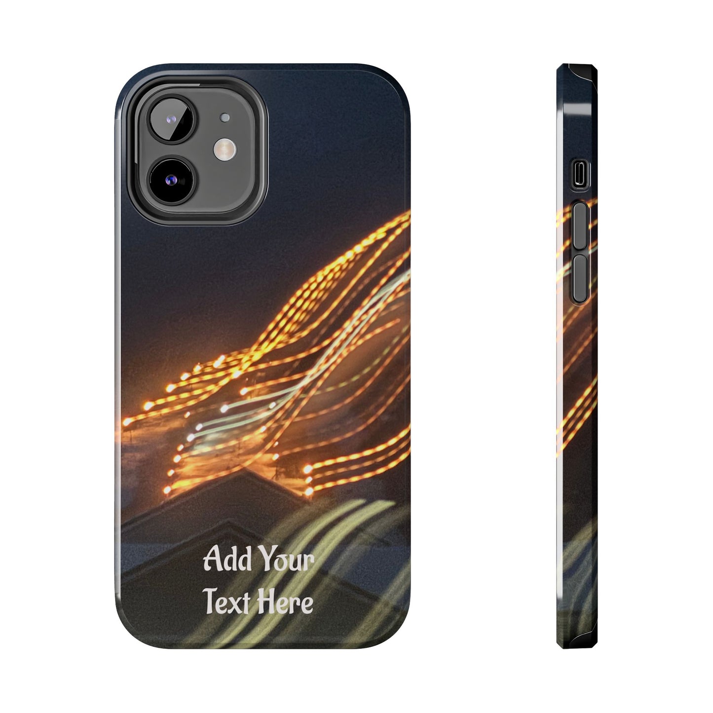 Custom phone case with city lights design and personalized text by Lilmonal