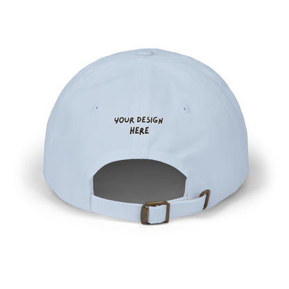 Light Blue embroidered dad cap back view with antique brass buckle – LilMonal