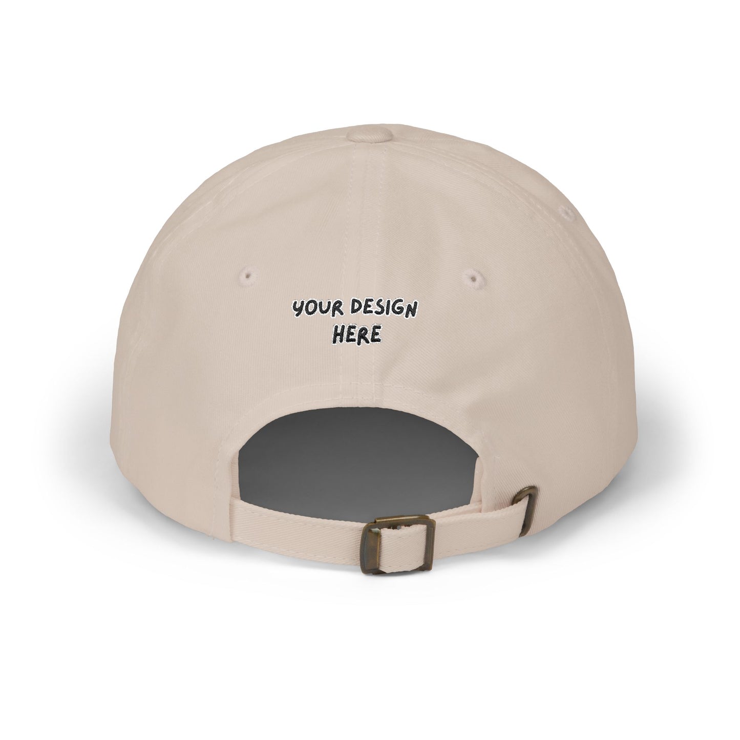 Stone embroidered dad cap back view with antique brass buckle – LilMonal
