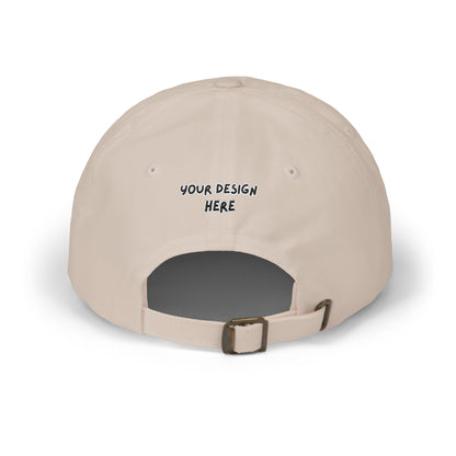 Stone embroidered dad cap back view with antique brass buckle – LilMonal