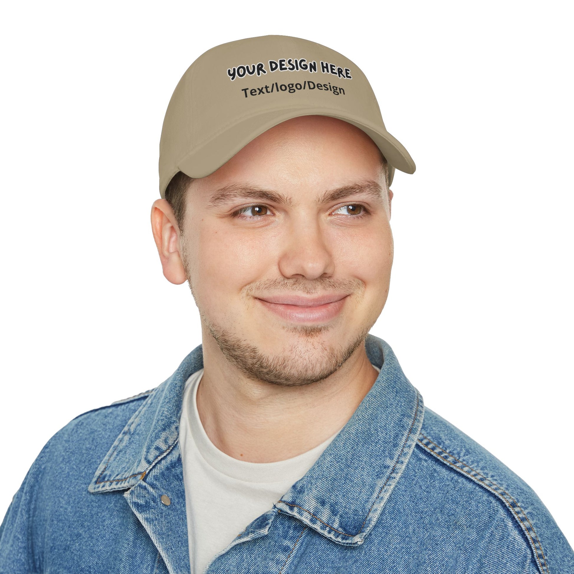 Man wearing Khaki personalized custom baseball cap – LilMonal