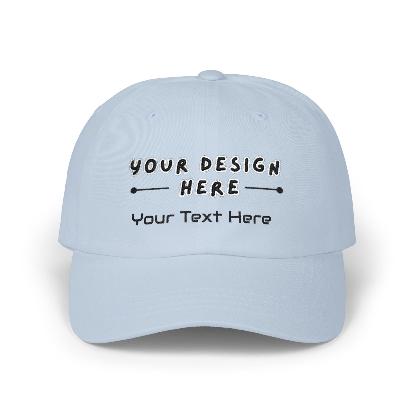 Custom embroidered Light Blue Yupoong dad hat with personalized text – LilMonal