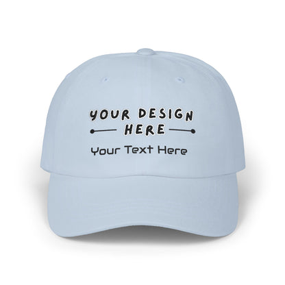 Custom embroidered Light Blue Yupoong dad hat with personalized text – LilMonal