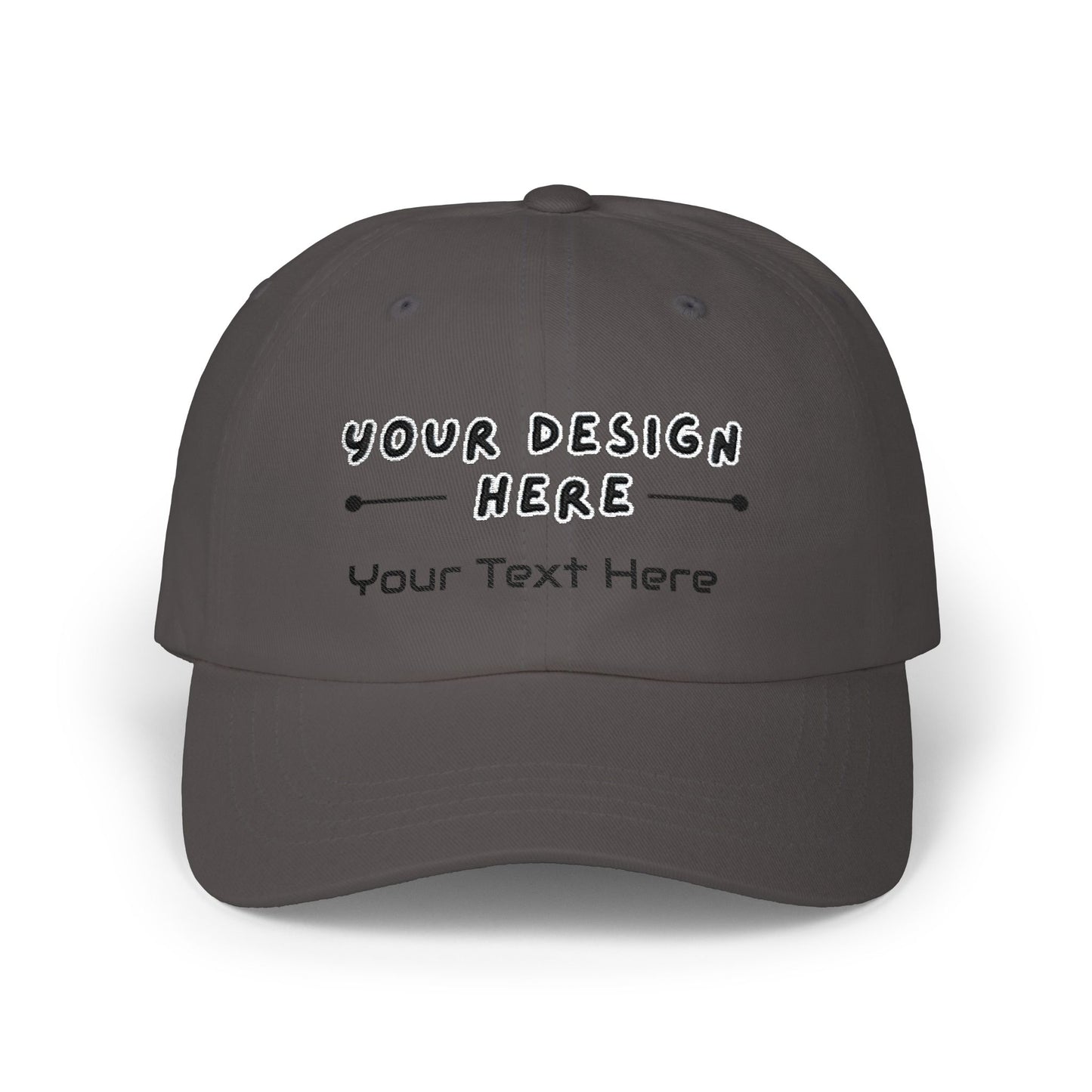 Custom embroidered Dark Grey Yupoong dad hat with personalized text – LilMonal