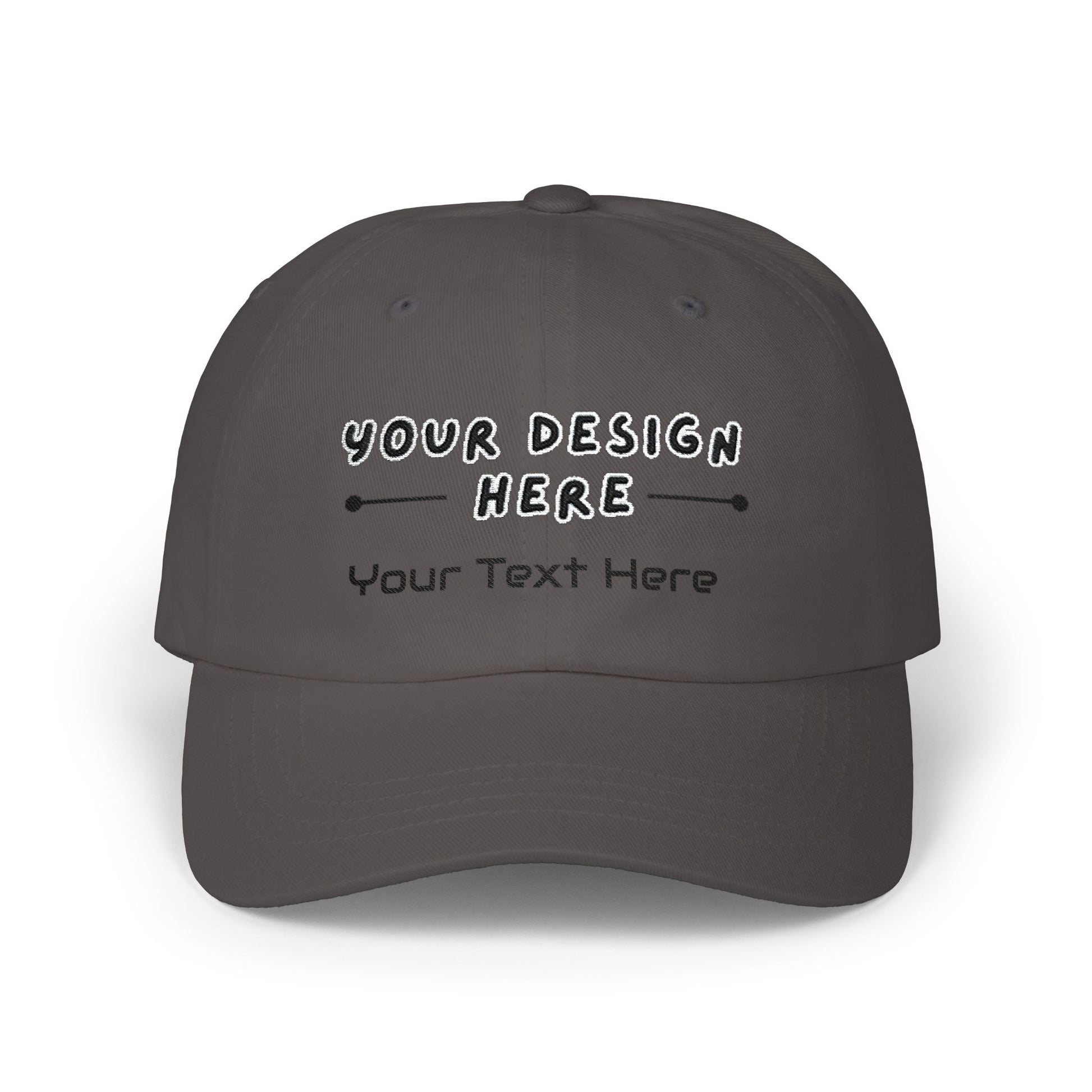 Custom embroidered Dark Grey Yupoong dad hat with personalized text – LilMonal