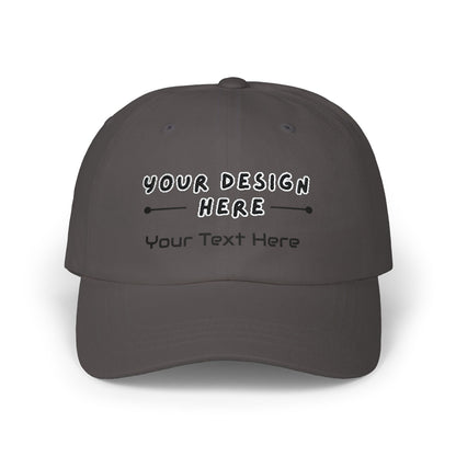 Custom embroidered Dark Grey Yupoong dad hat with personalized text – LilMonal