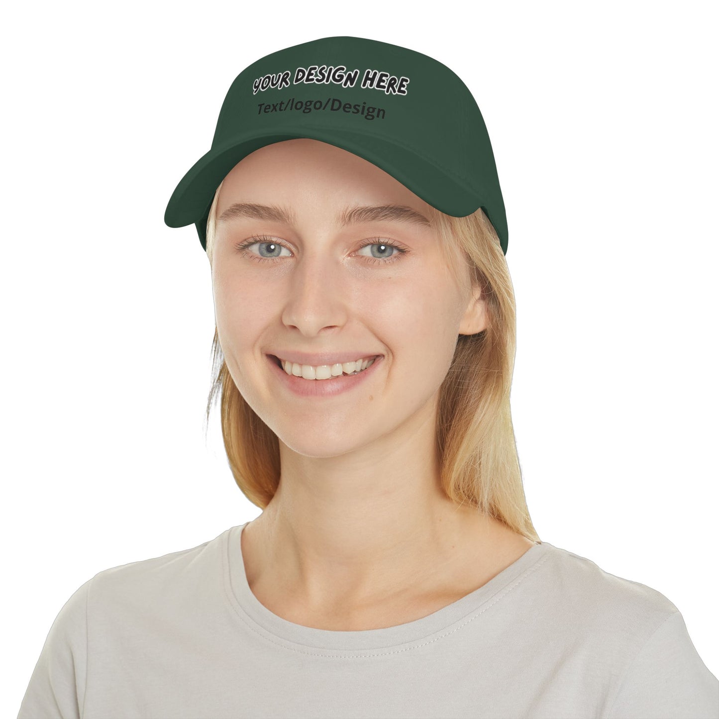 Woman wearing Dark Green custom photo hat – LilMonal