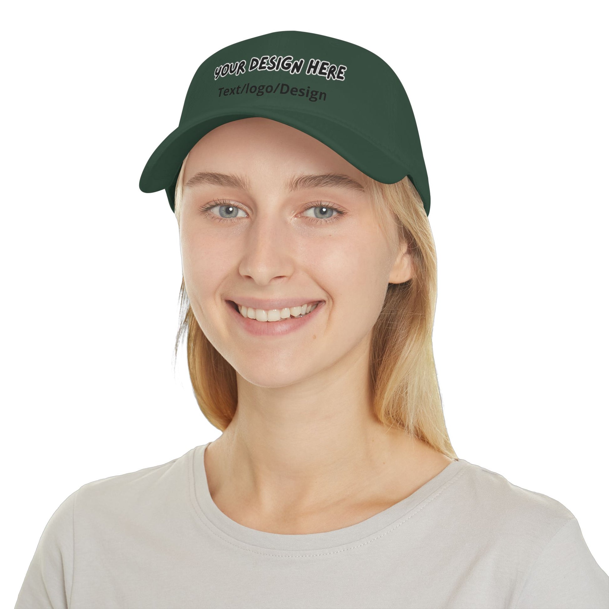Woman wearing Dark Green custom photo hat – LilMonal