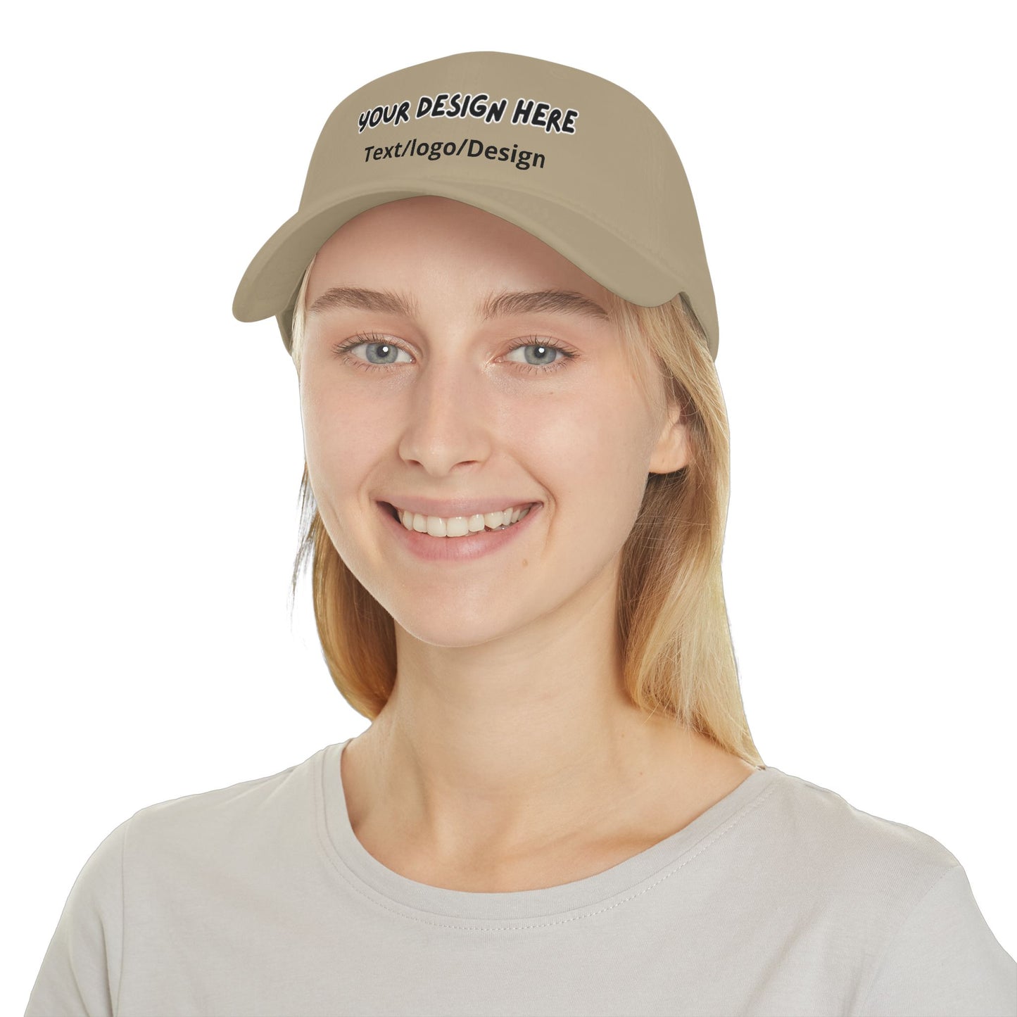 Woman wearing Khaki custom photo hat – LilMonal