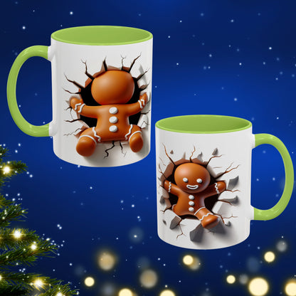 Gingerbread Man Christmas Mug - Festival Holiday Coffee Cup Gift Gingerbread man Santa Christmas mugs, multi-colors