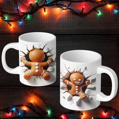 Gingerbread Man Christmas Mug - Festival Holiday Coffee Cup Gift Gingerbread man Santa Christmas mugs, multi-colors