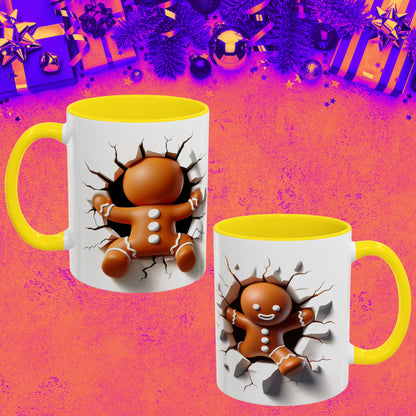 Gingerbread Man Christmas Mug - Festival Holiday Coffee Cup Gift Gingerbread man Santa Christmas mugs, multi-colors