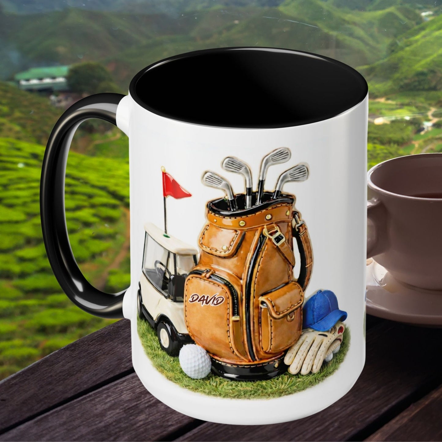Personalized Golf Bag Coffee Mug - Custom Name 3D Art Style - Unique Gift for Golfers
