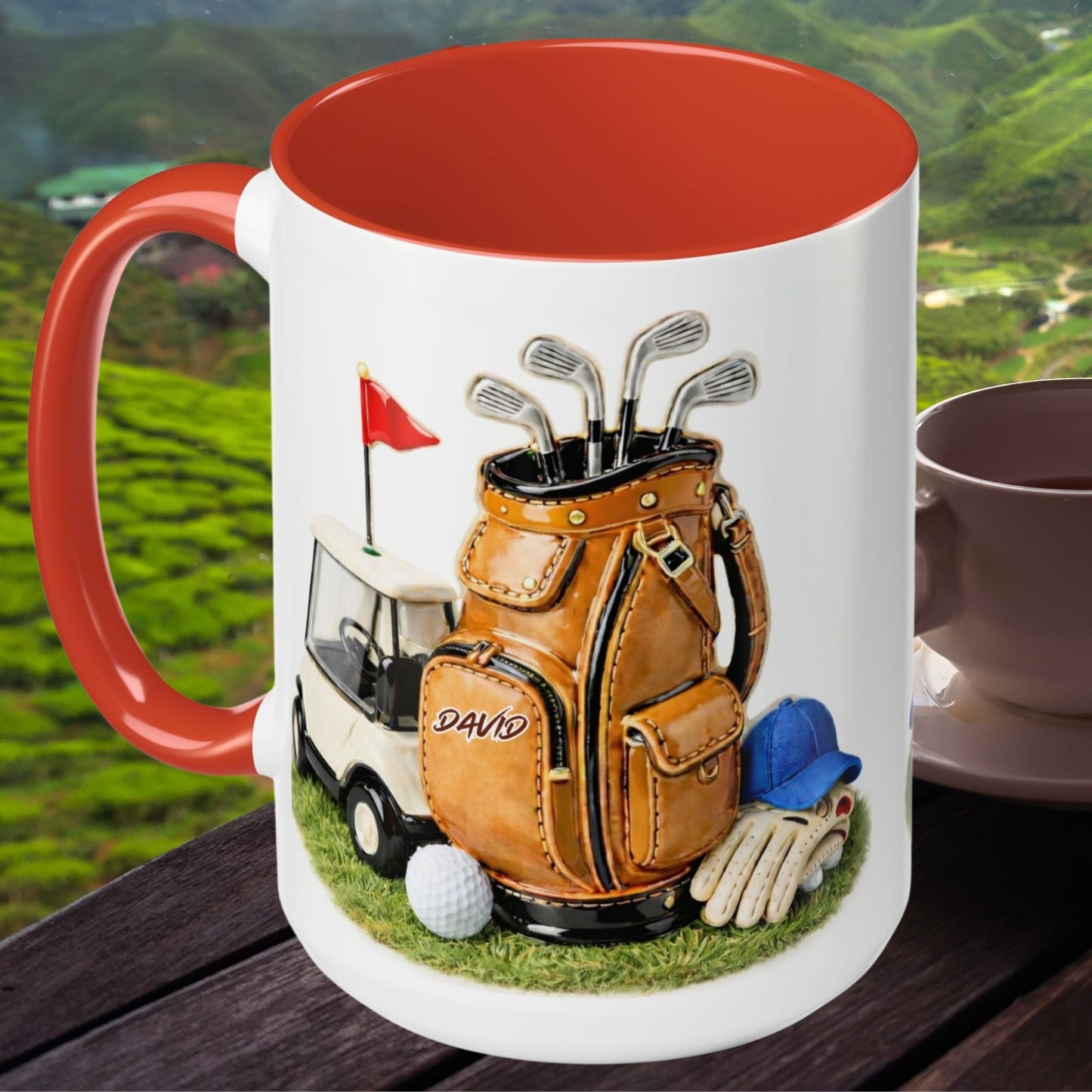 Personalized Golf Bag Coffee Mug - Custom Name 3D Art Style - Unique Gift for Golfers
