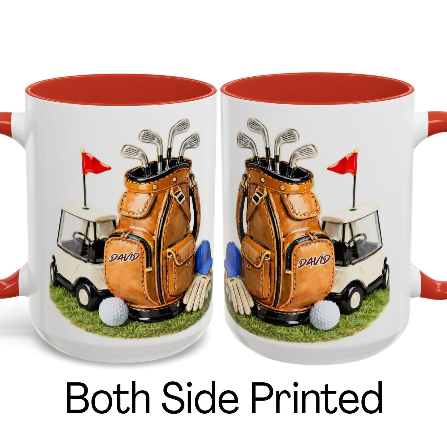 Personalized Golf Bag Coffee Mug - Custom Name 3D Art Style - Unique Gift for Golfers