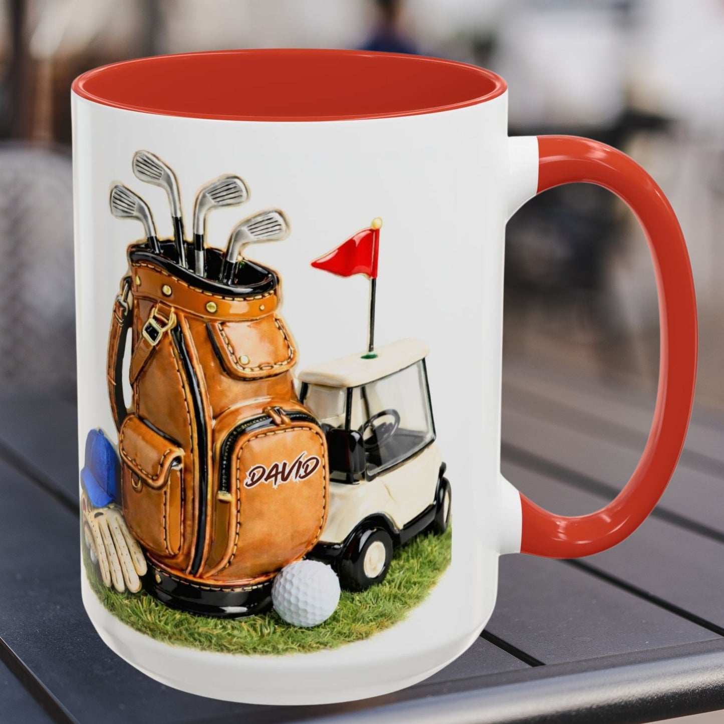 Personalized Golf Bag Coffee Mug - Custom Name 3D Art Style - Unique Gift for Golfers