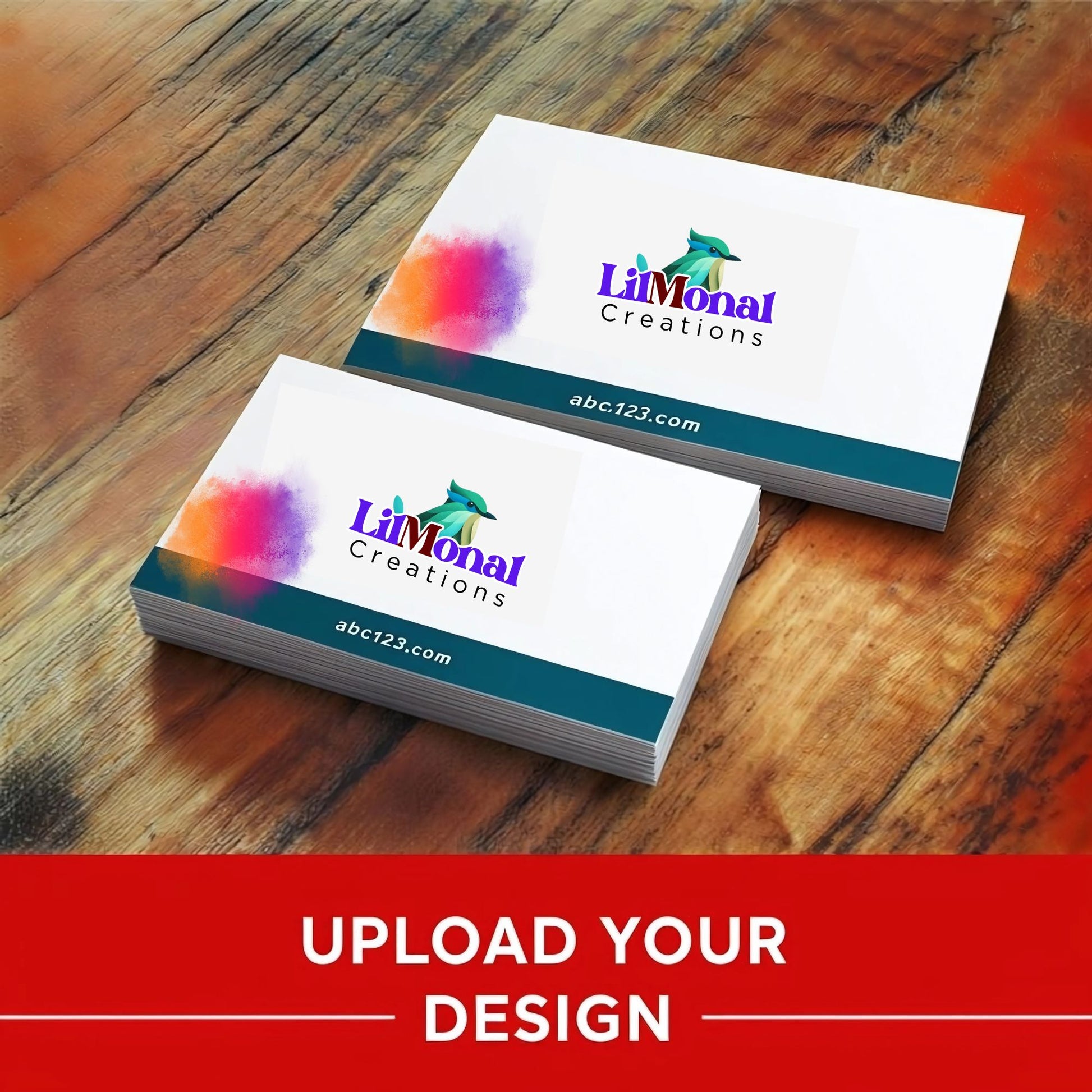 LilMonal custom business card design showing logo and text on premium 16pt cardstock