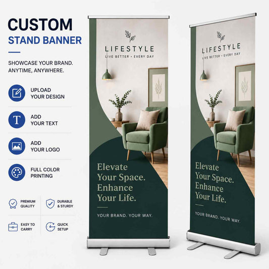 Custom retractable banner stand 33x81 inch pull up display personalized print LilMonal