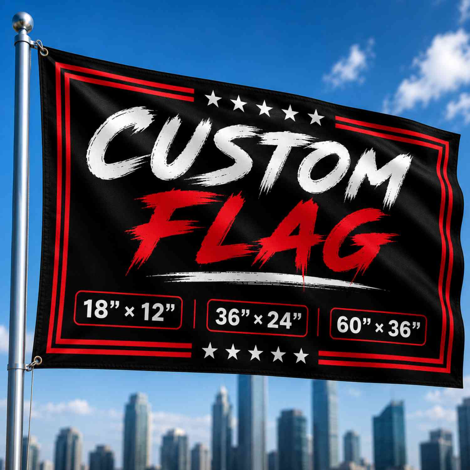 Personalized custom flag with photo design displayed outdoors by LilMonal