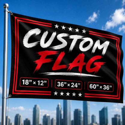 Personalized custom flag with photo design displayed outdoors by LilMonal