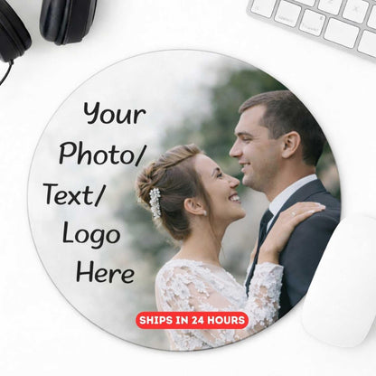 Custom Photo Mouse Pad – Personalized Picture & Text, Non-Slip Rubber Base for Office, Gaming & Home Desk