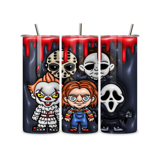 Funny Horror Character Tumbler 20oz – Custom Halloween Cup with Pennywise, Chucky & More