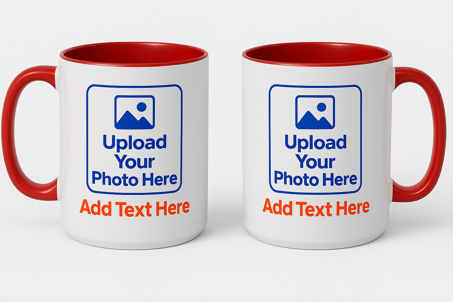 Custom Coffee Mug with photo & text featuring white exterior and red handle and interior by lilmonal