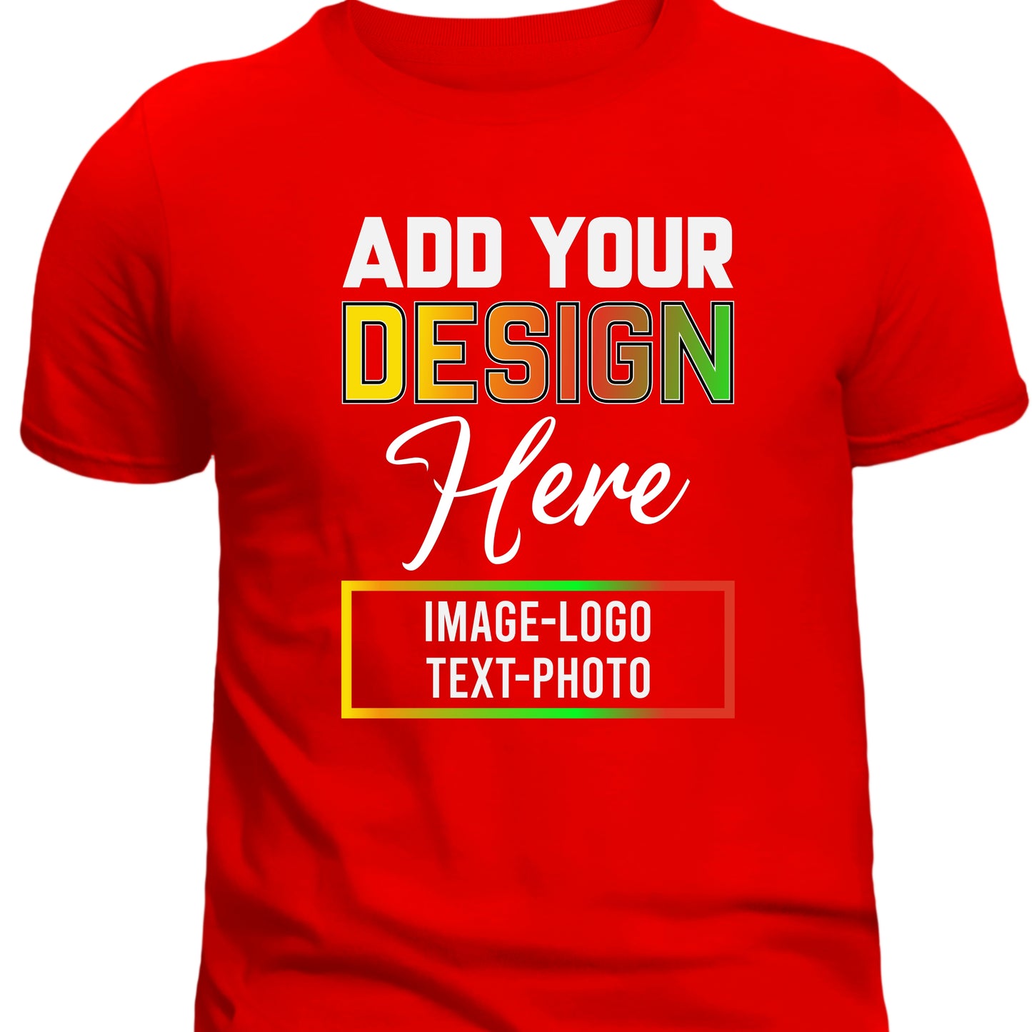 Red lilmonal custom t-shirts with text photo design template to add your own image logo and text