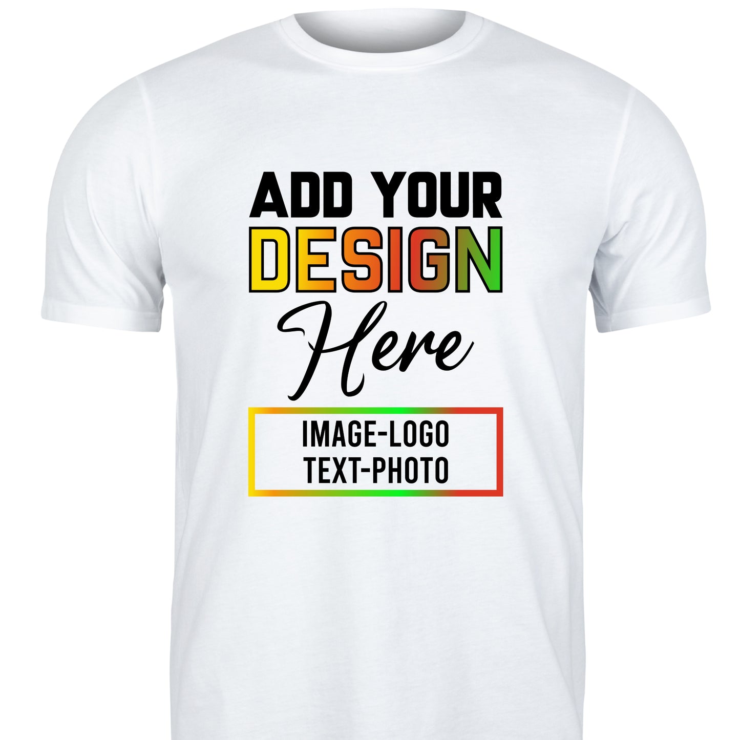 White custom t-shirts with text photo featuring customizable design space for image logo and text